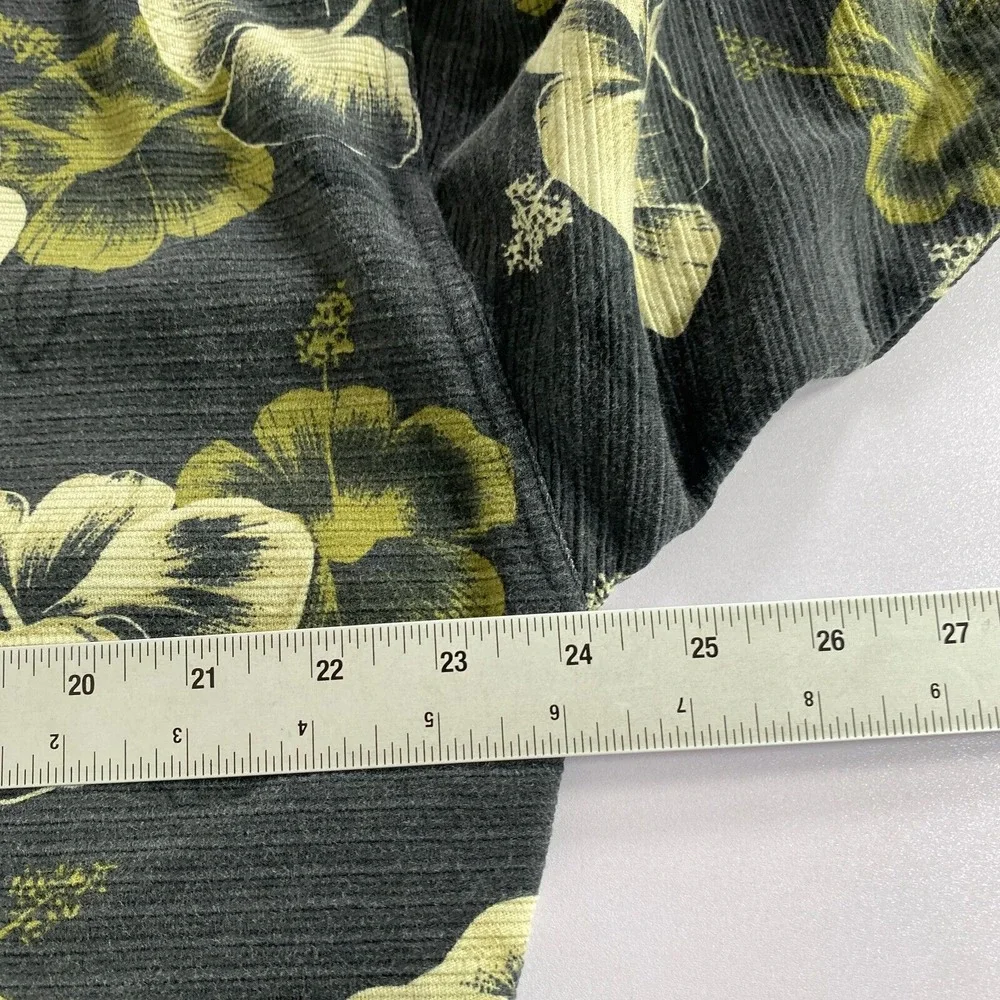 Tommy Bahama Polo Shirt‎ Mens Large Black Green Silk Blend Hawaiian Floral Beach